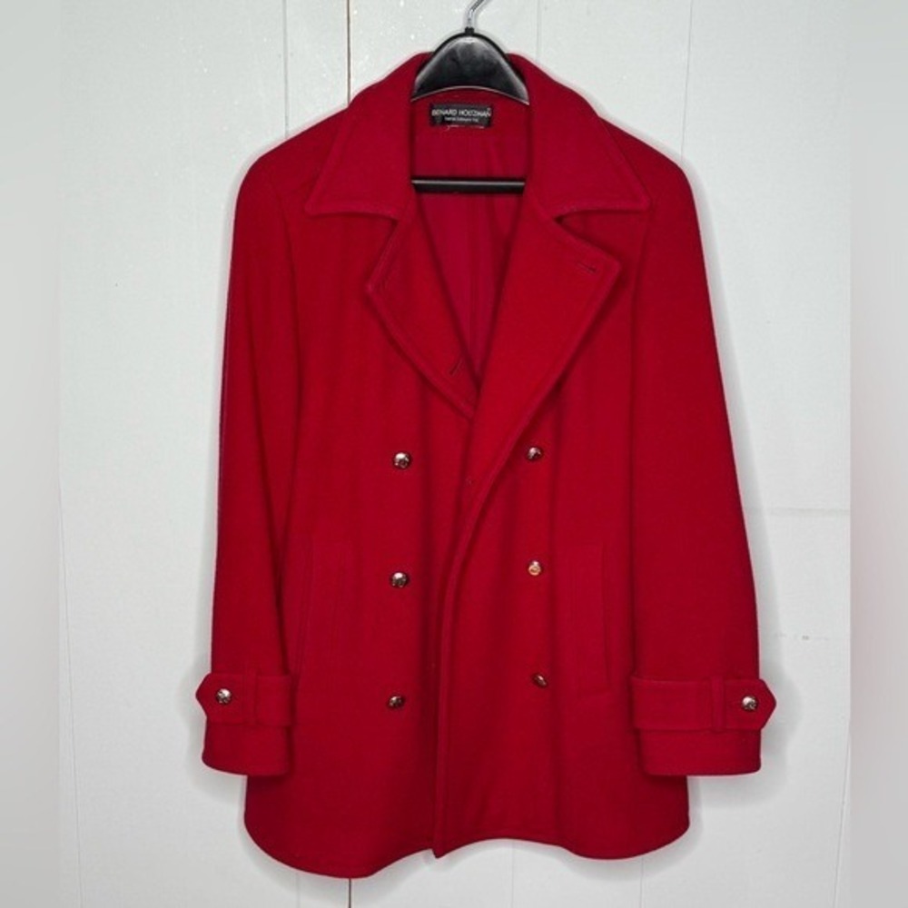 VTG Harve Benard Holtzman Red Double Breasted Wool Pea Coat Medium Vintage